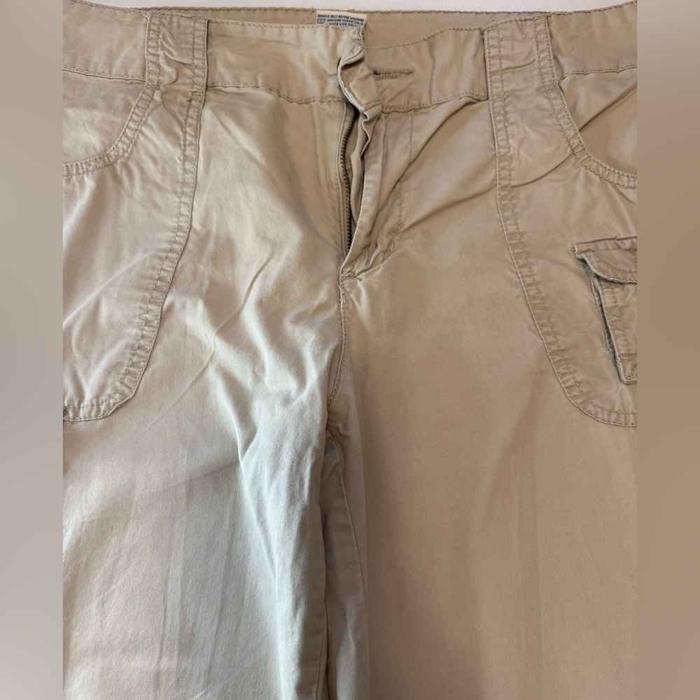Faded Glory Beige Wide Leg Cargo Pants with Utility Pockets - Picture 3 of 8